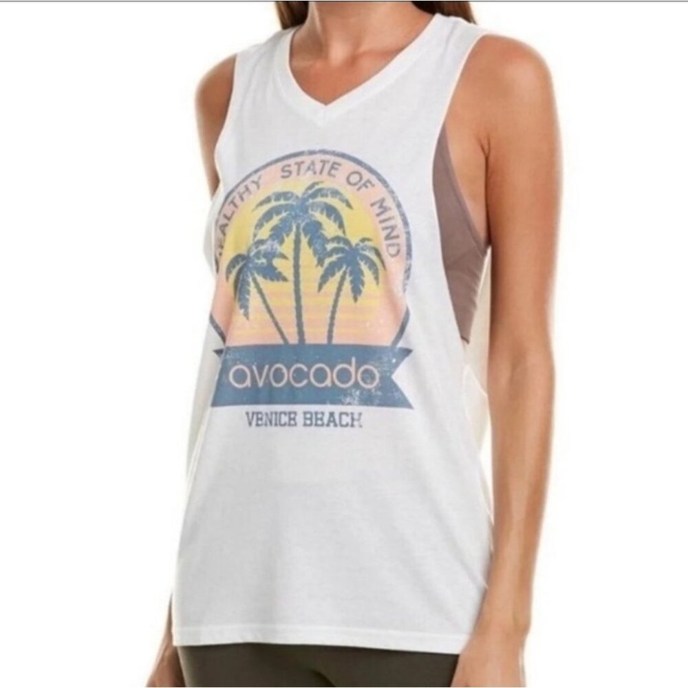 Avocado White Venice Beach Oversized Muscle Tank
